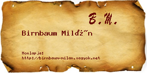 Birnbaum Milán névjegykártya